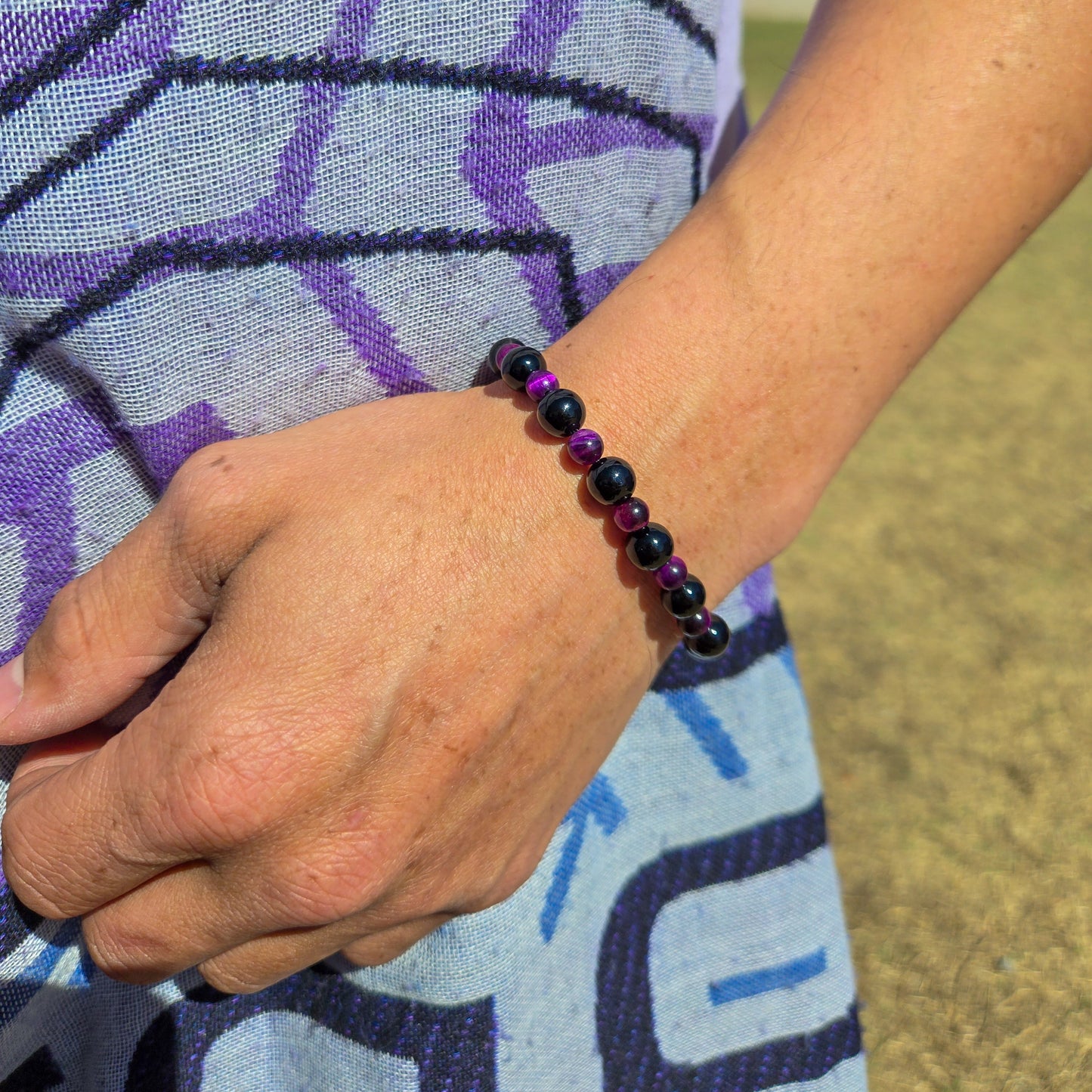 Gastly Inspired Onyx & Tiger Eye Bracelet