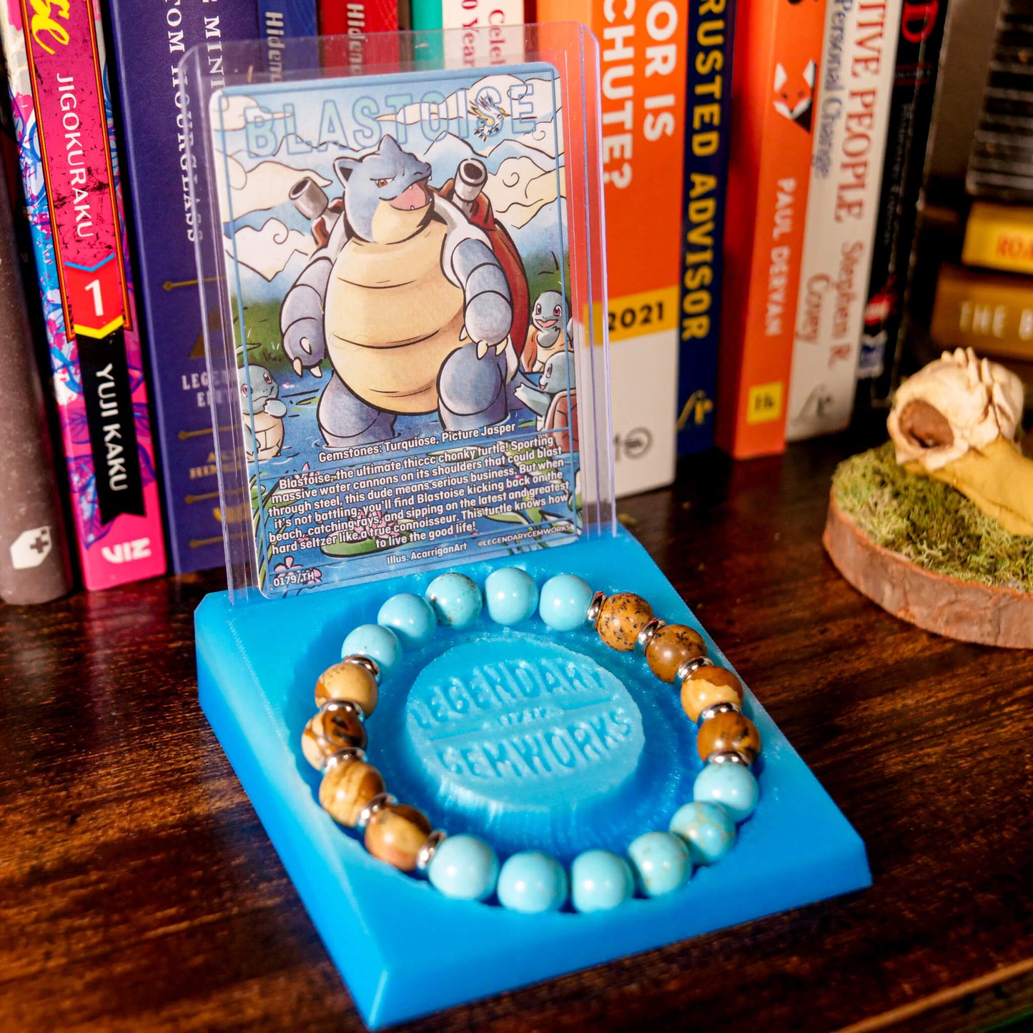 Blastoise Inspired Turquoise & Picture Jasper Bracelet
