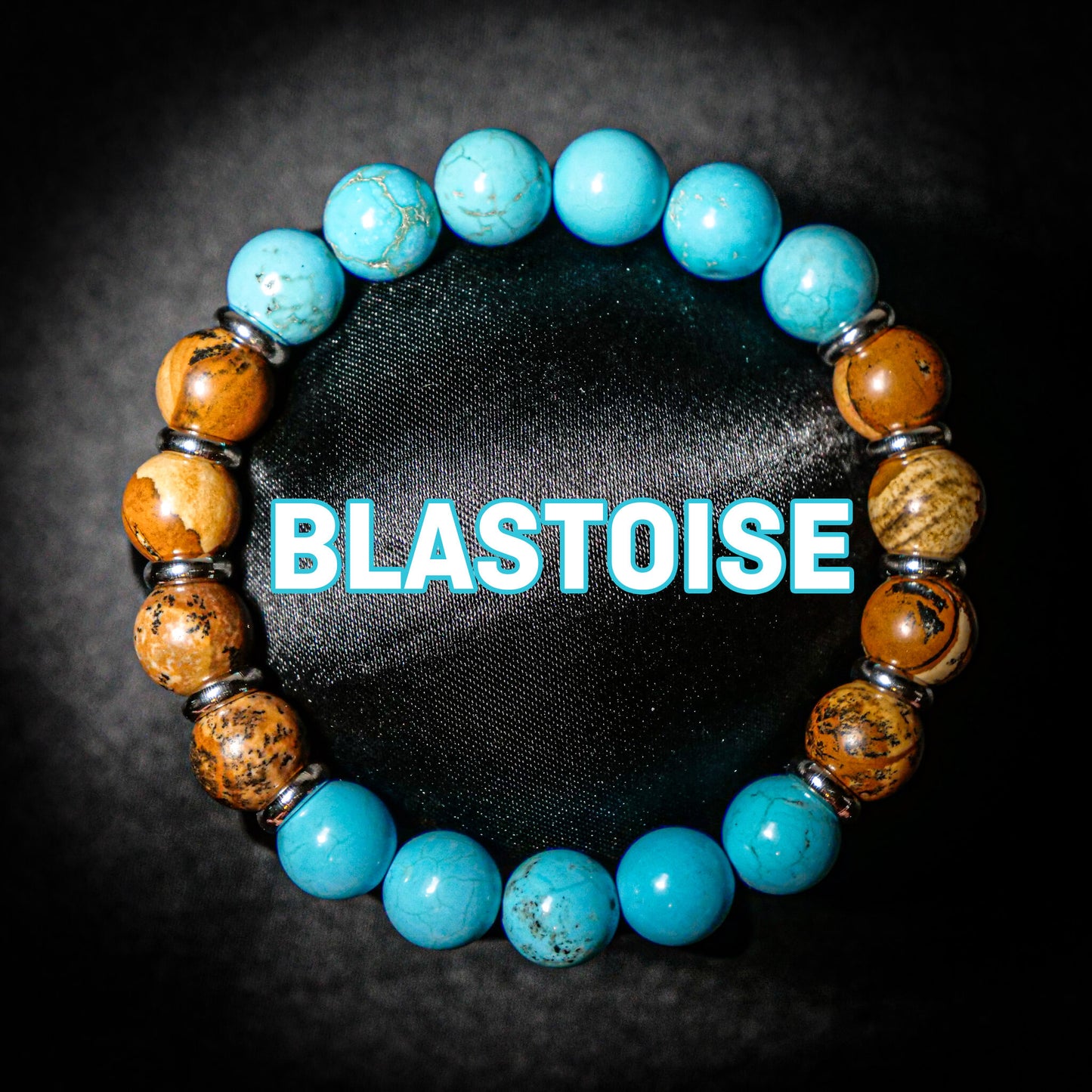 Blastoise Inspired Turquoise & Picture Jasper Bracelet
