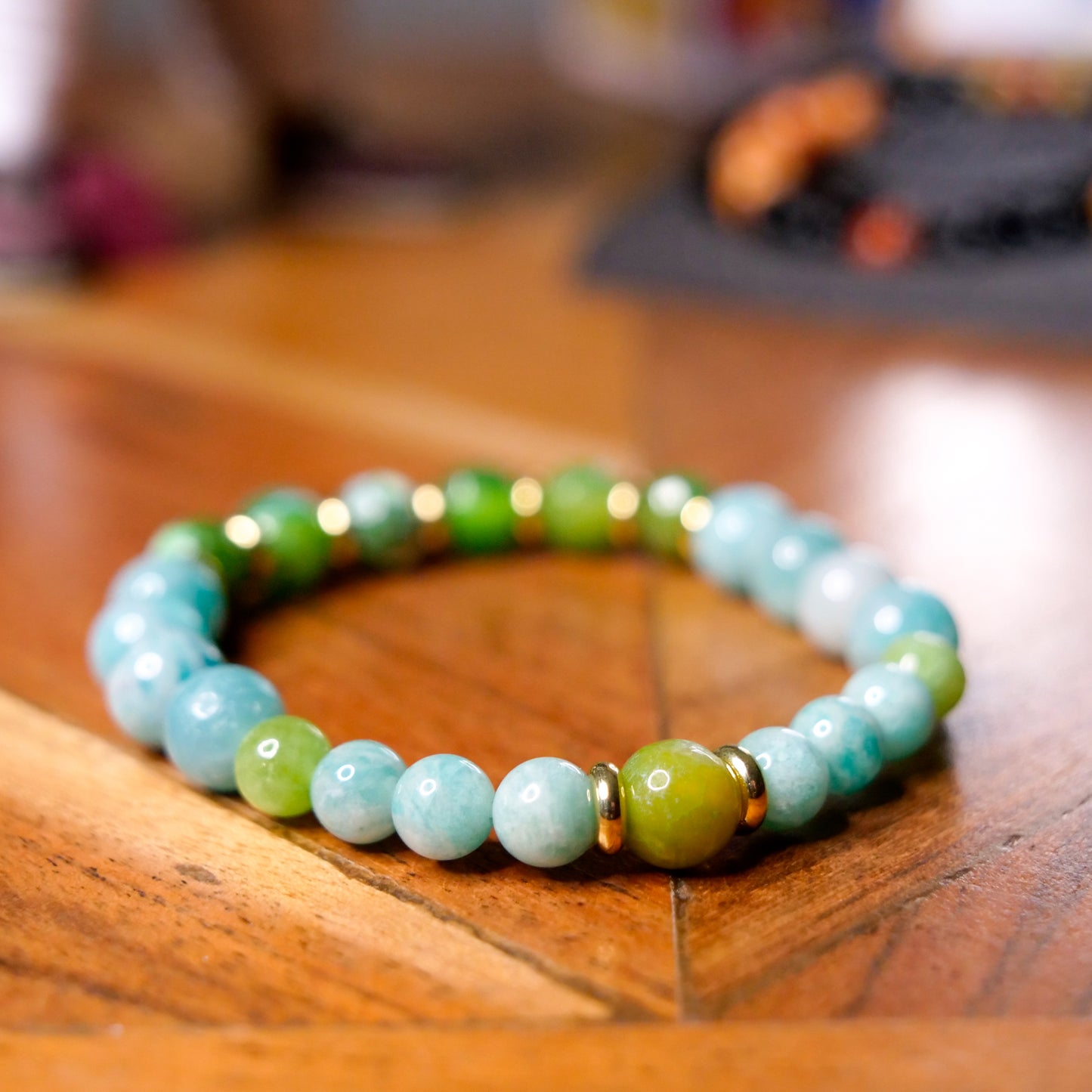 Bulbasaur Inspired Amazonite & Agate Bracelet
