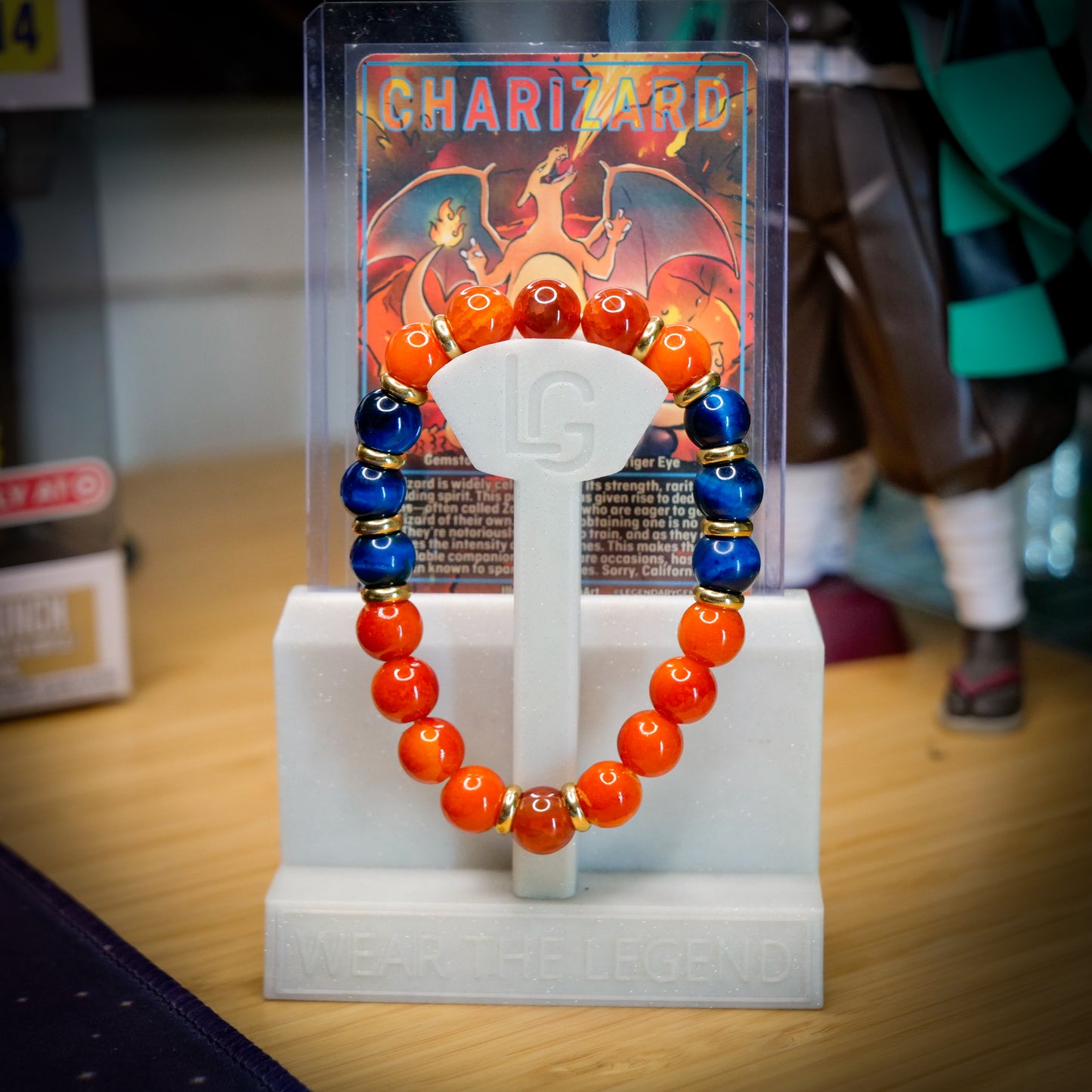 Charizard Inspired Fire Agate & Tiger Eye Bracelet