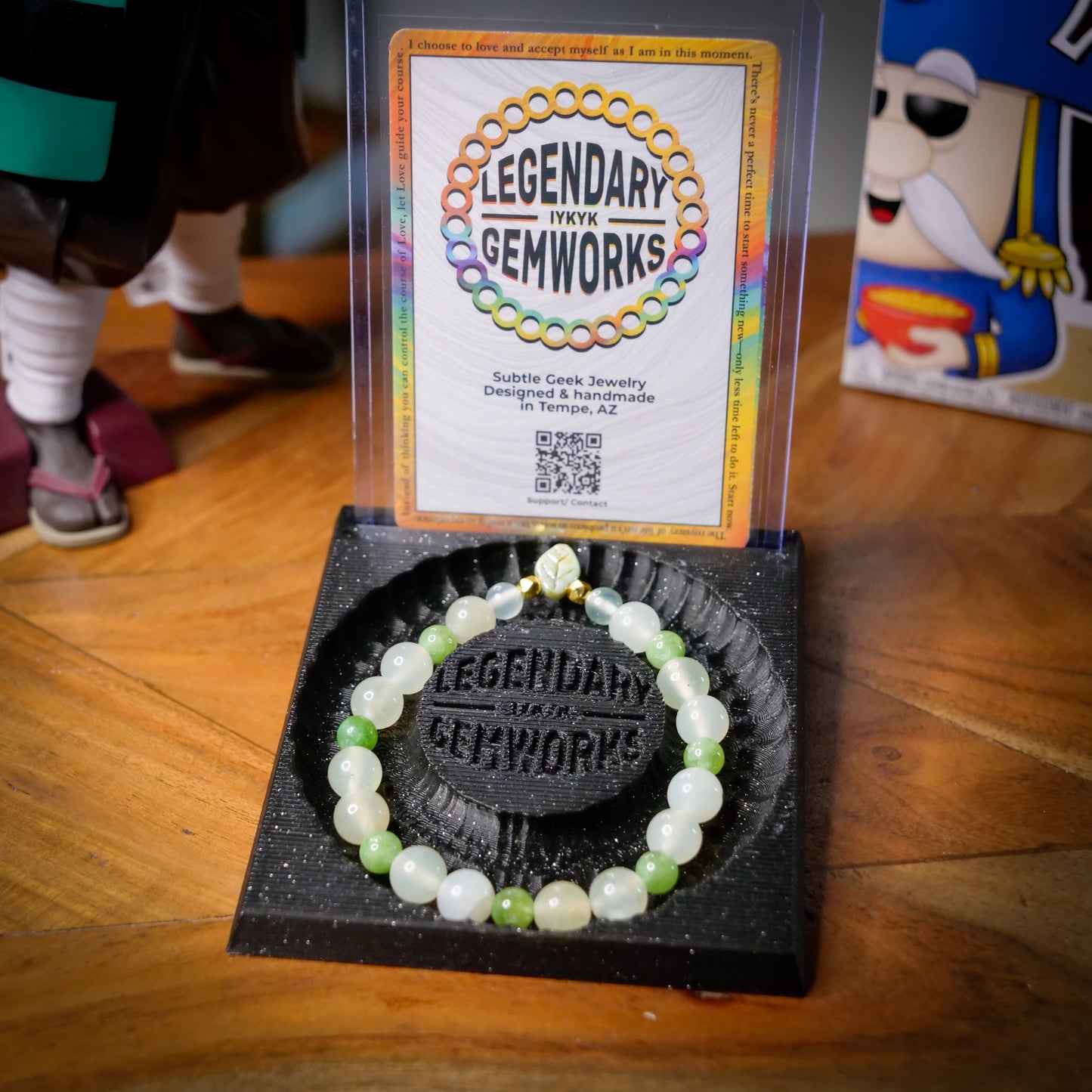 Chikorita-Inspired Gemstone Bracelet