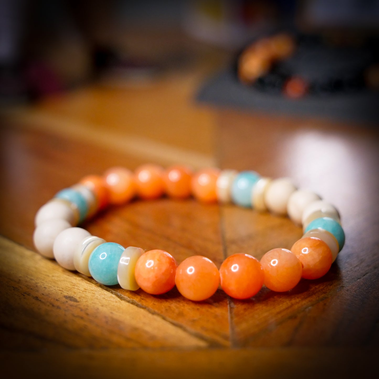 Dragonite Inspired Orange Jade & Amazonite Bracelet