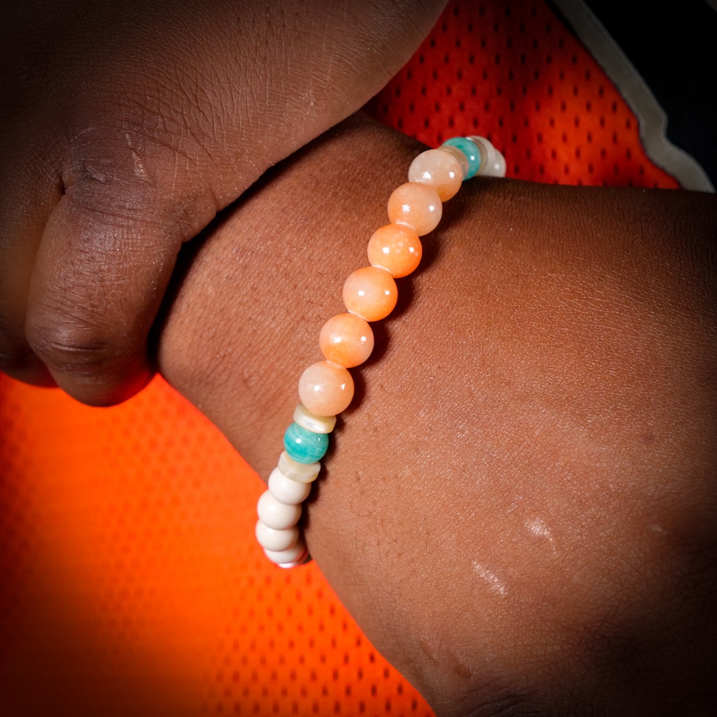 Dragonite Inspired Orange Jade & Amazonite Bracelet