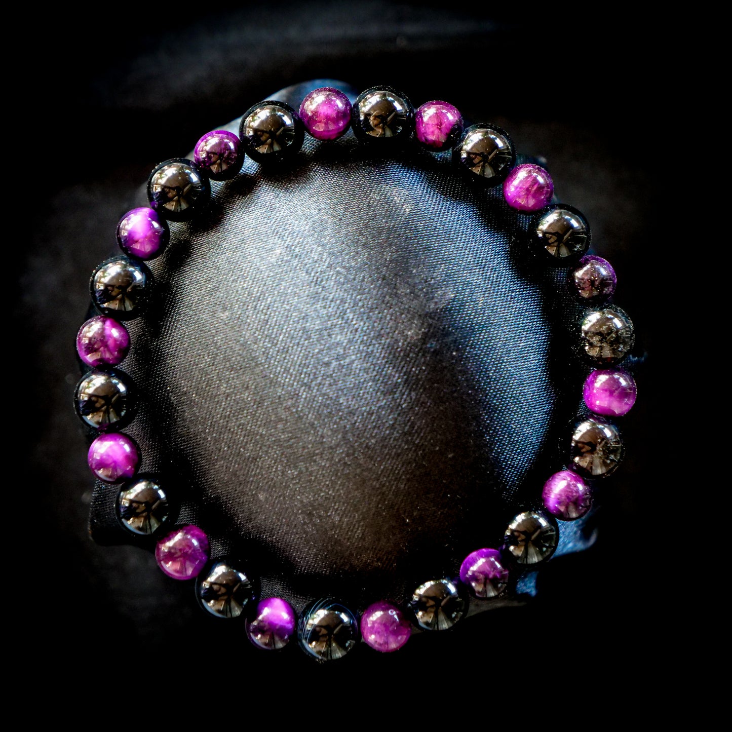 Gastly Inspired Onyx & Tiger Eye Bracelet