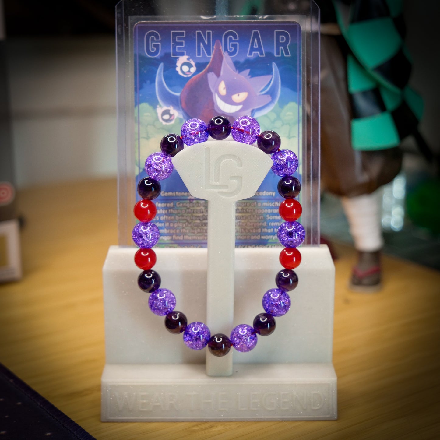 Gengar Inspired Amethyst & Quartz Bracelet
