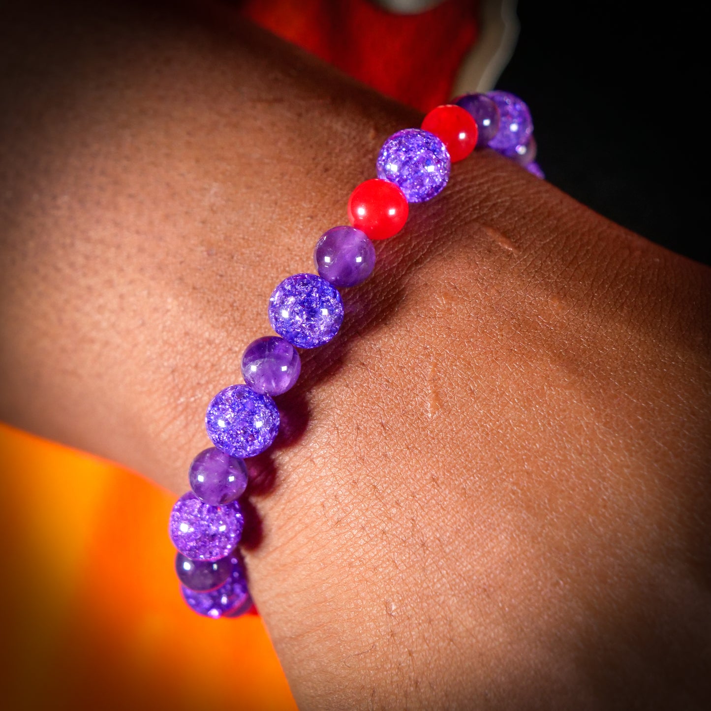 Gengar Inspired Amethyst & Quartz Bracelet