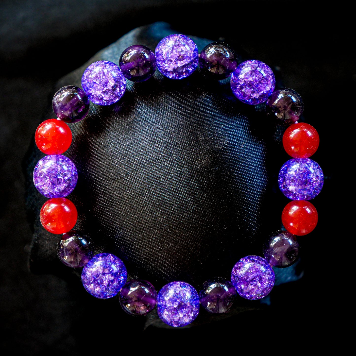 Gengar Inspired Amethyst & Quartz Bracelet