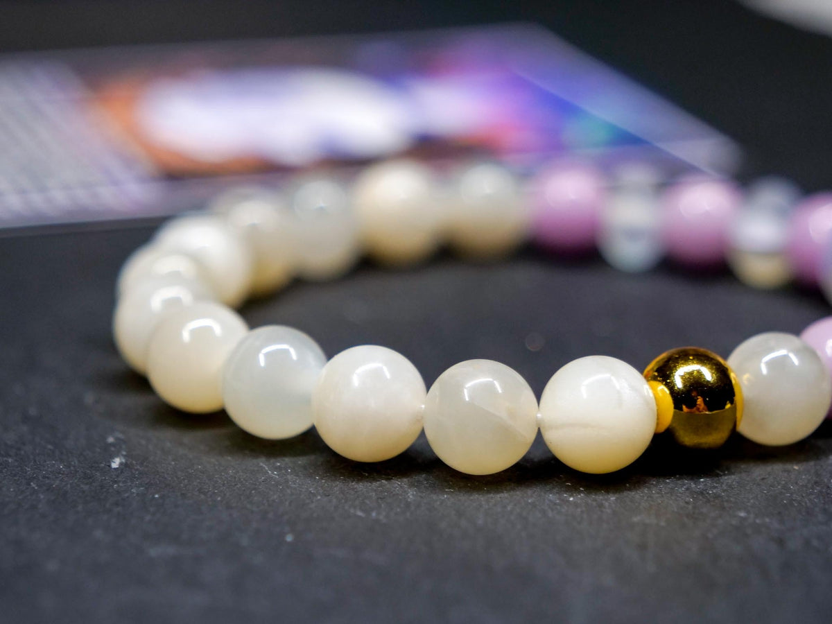 Litwick-Inspired Moonstone & Mermaid Glass Bracelet