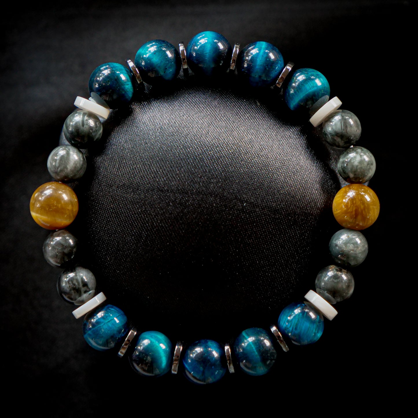 Lucario Inspired Tiger Eye & Eagle Eye Bracelet