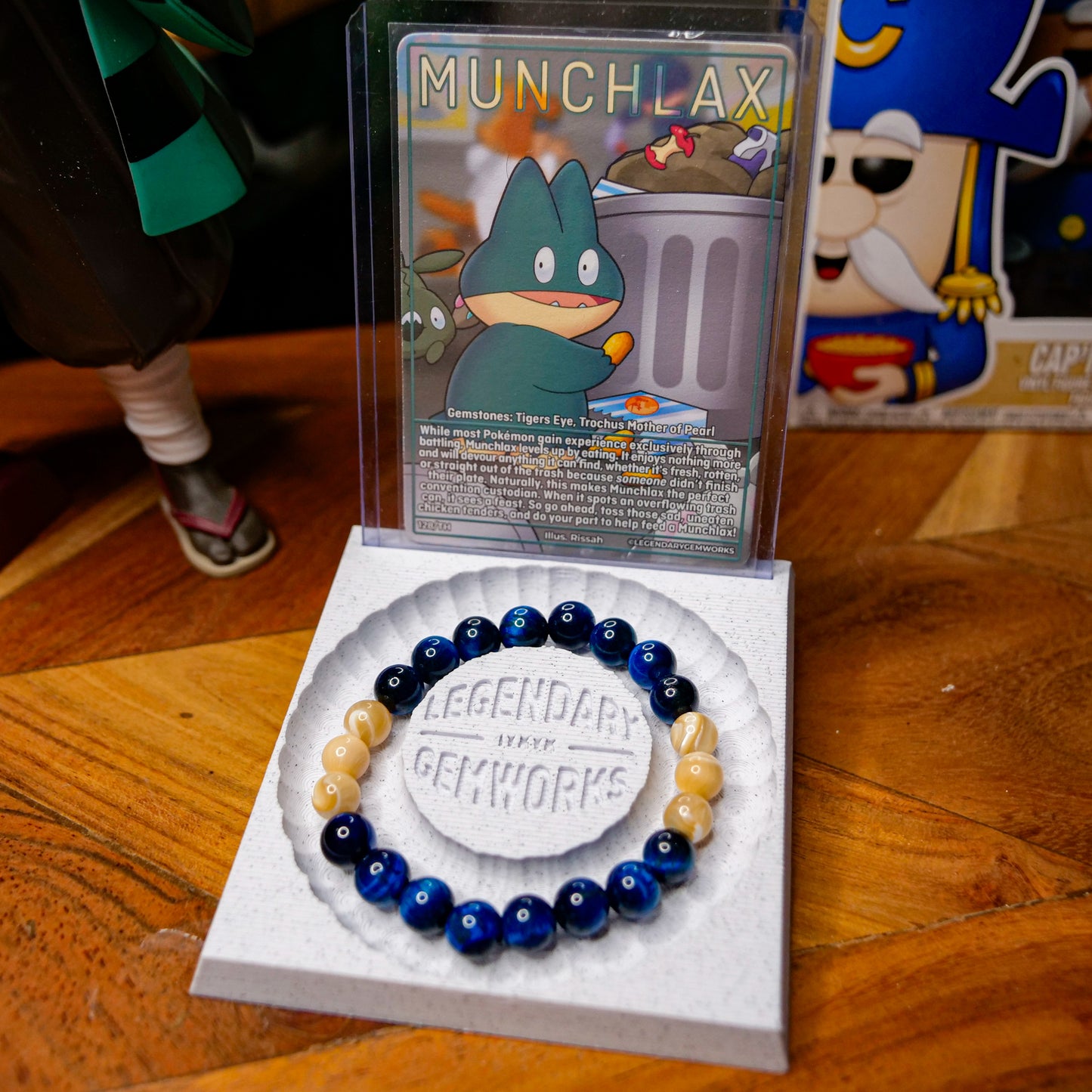 Munchlax Inspired Tiger Eye & Mother of Pearl Bracelet
