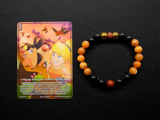 Tepig Bracelet | Orange Calcite & Onyx