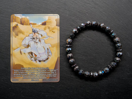 Steelix Bracelet | Faceted Black Hematite