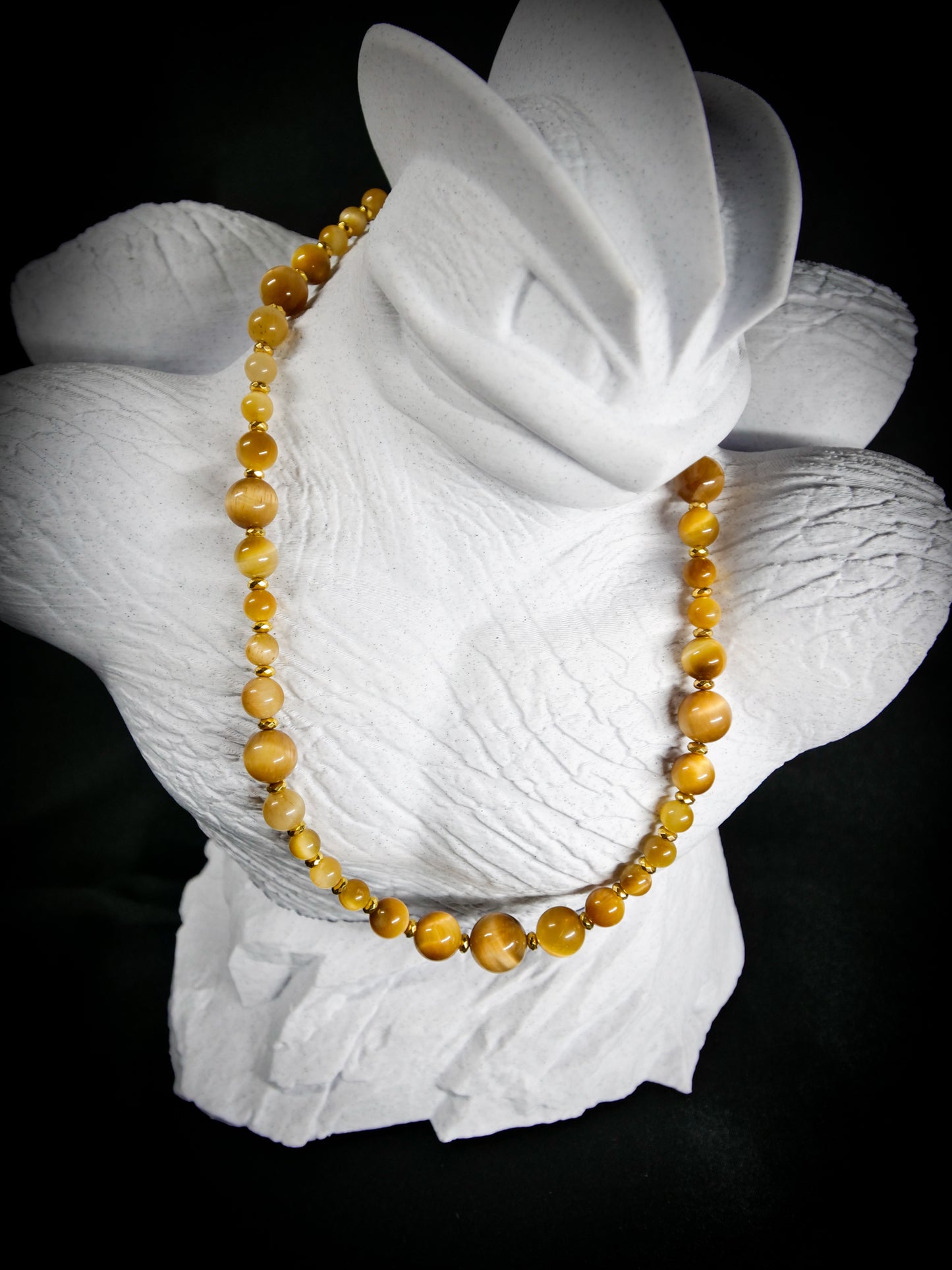 Ninetales Elegance – Gold Tiger’s Eye & Hematite Necklace