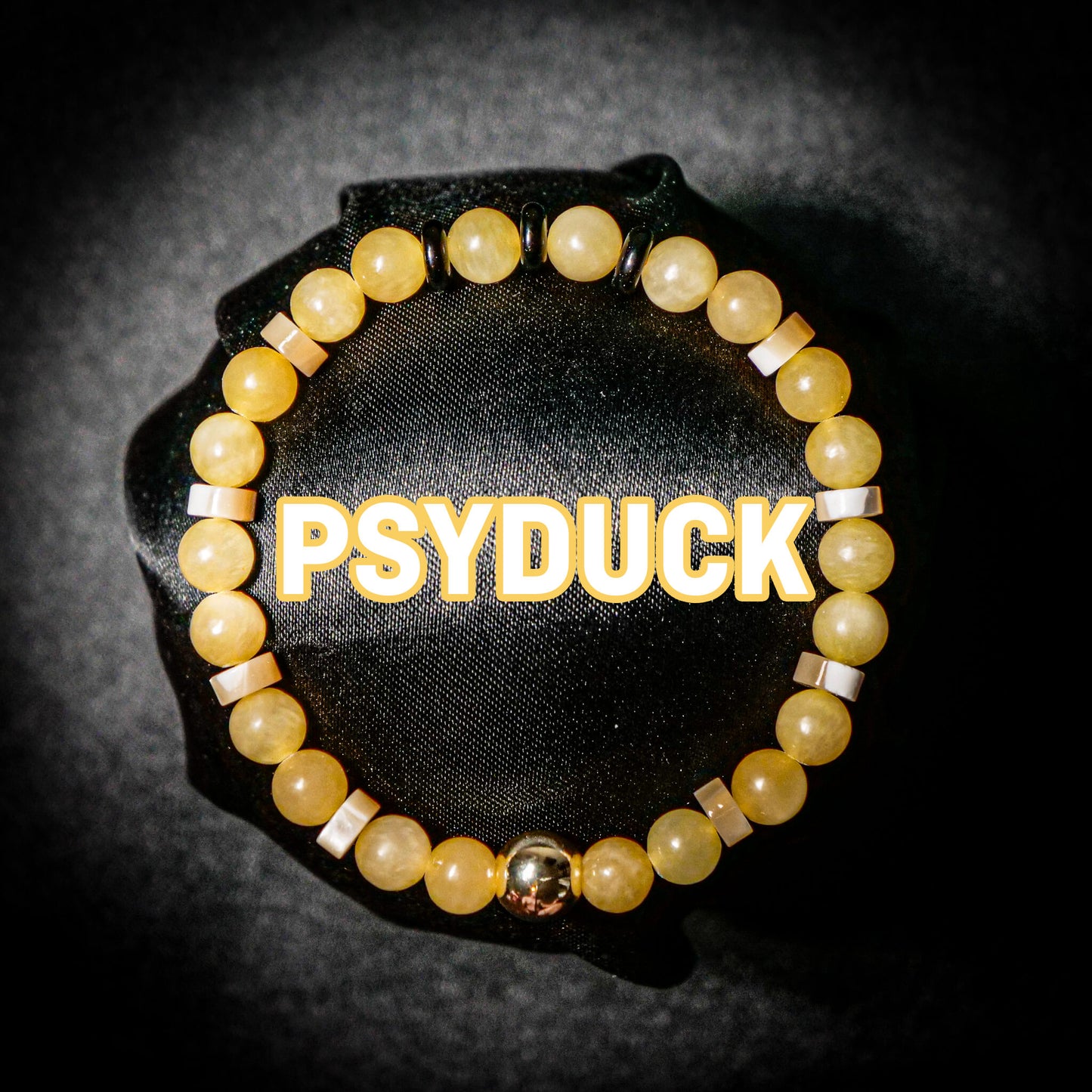 Psyduck Inspired Jade & Onyx Bracelet