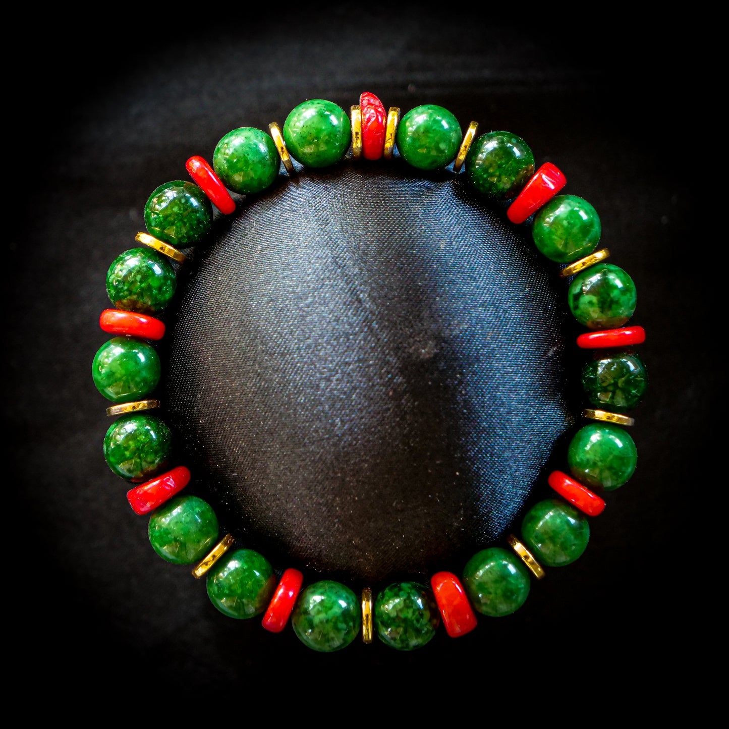 Rayquaza Inspired Russian Jade & Bamboo Coral Bracelet