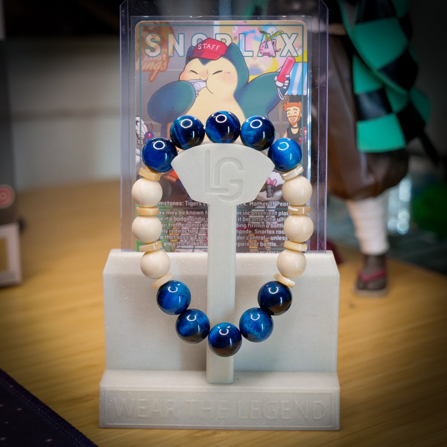Snorlax Inspired Tiger Eye & Fossil Rock Bracelet