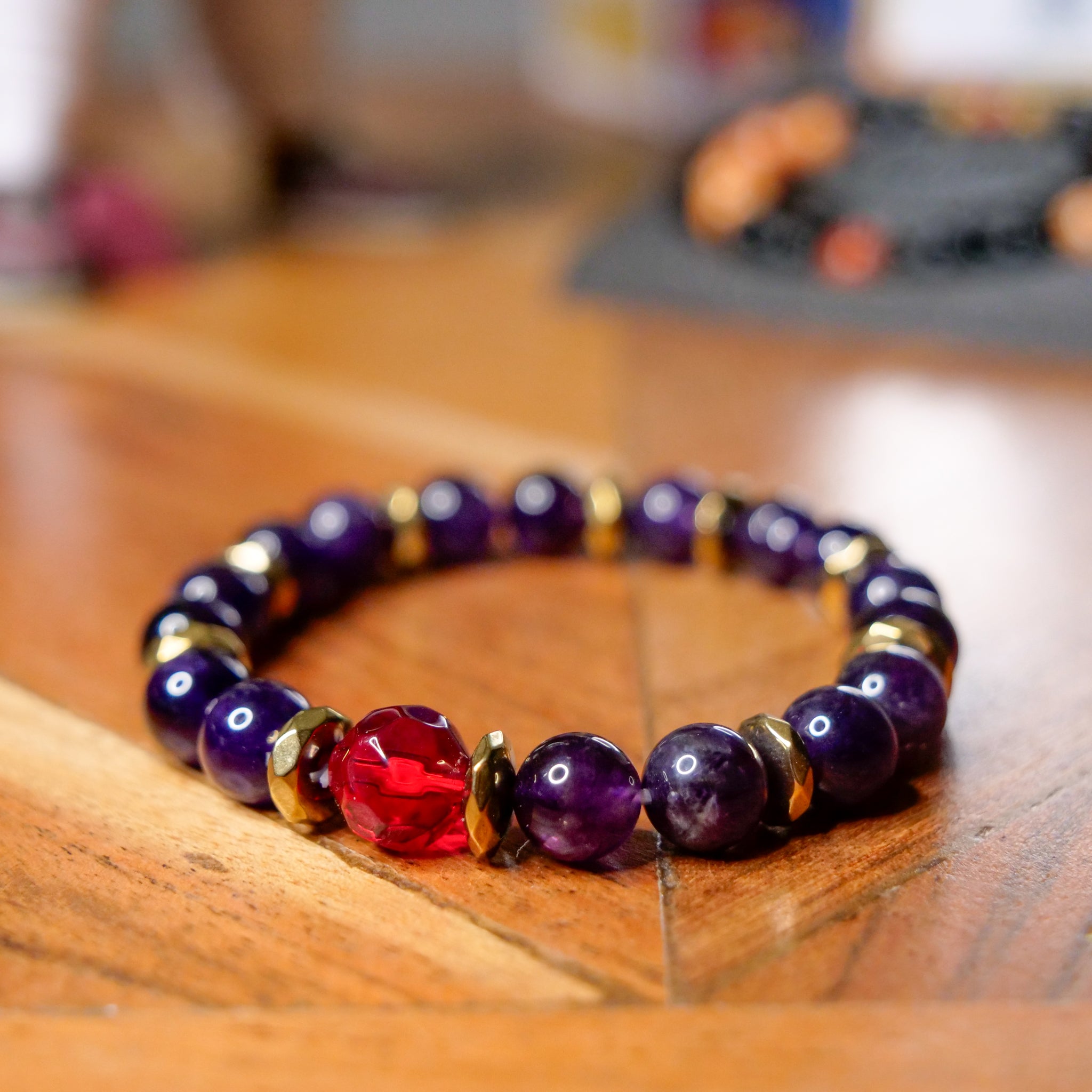 Starmie Inspired Amethyst & Hematite Bracelet – Legendary Gemworks