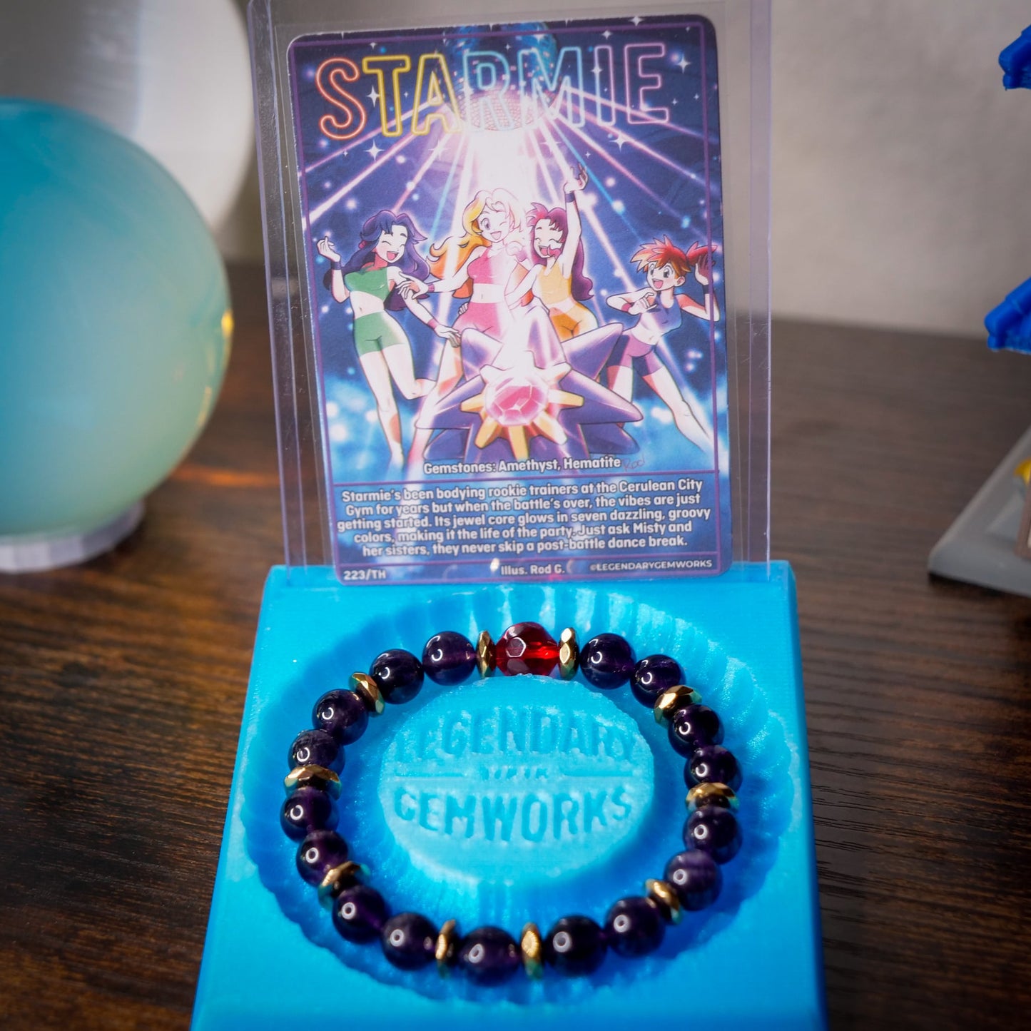 Starmie Inspired Amethyst & Hematite Bracelet