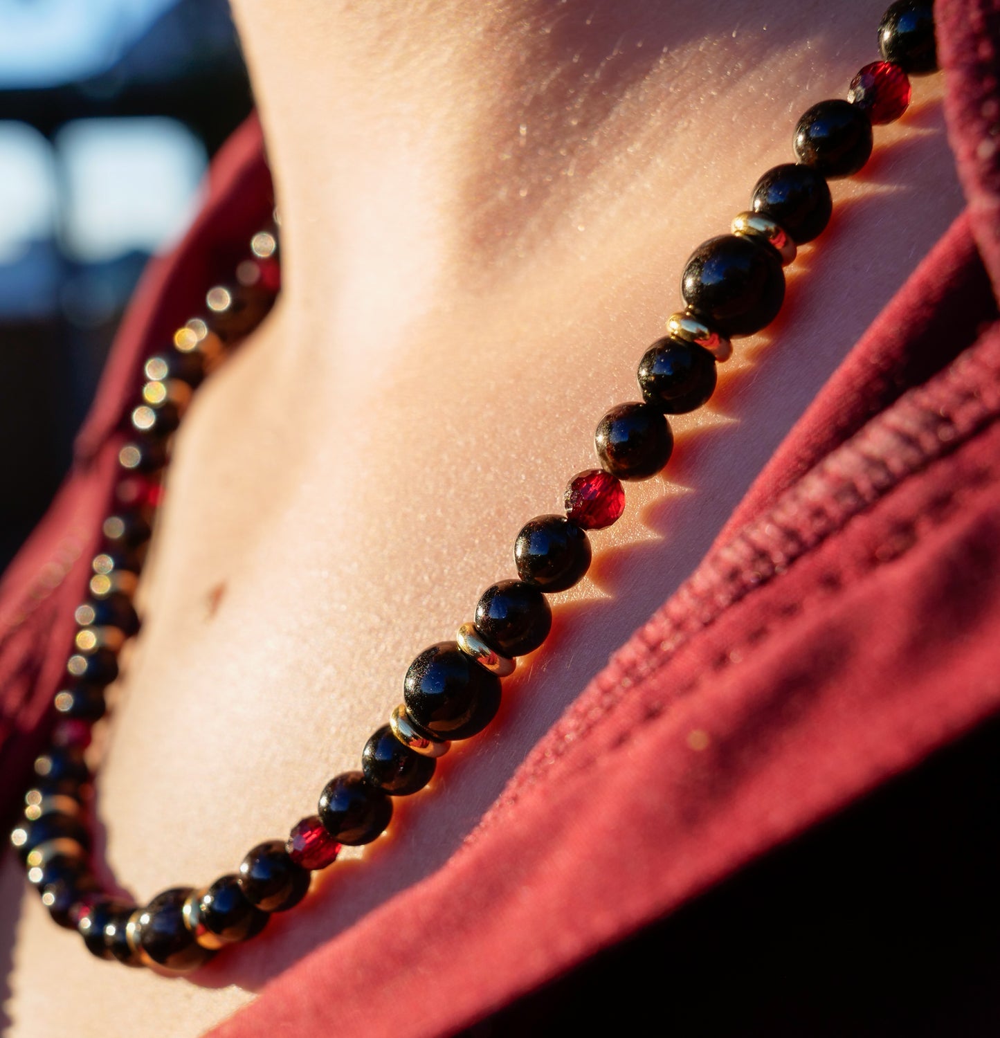 Umbreon-Inspired Gemstone Necklace