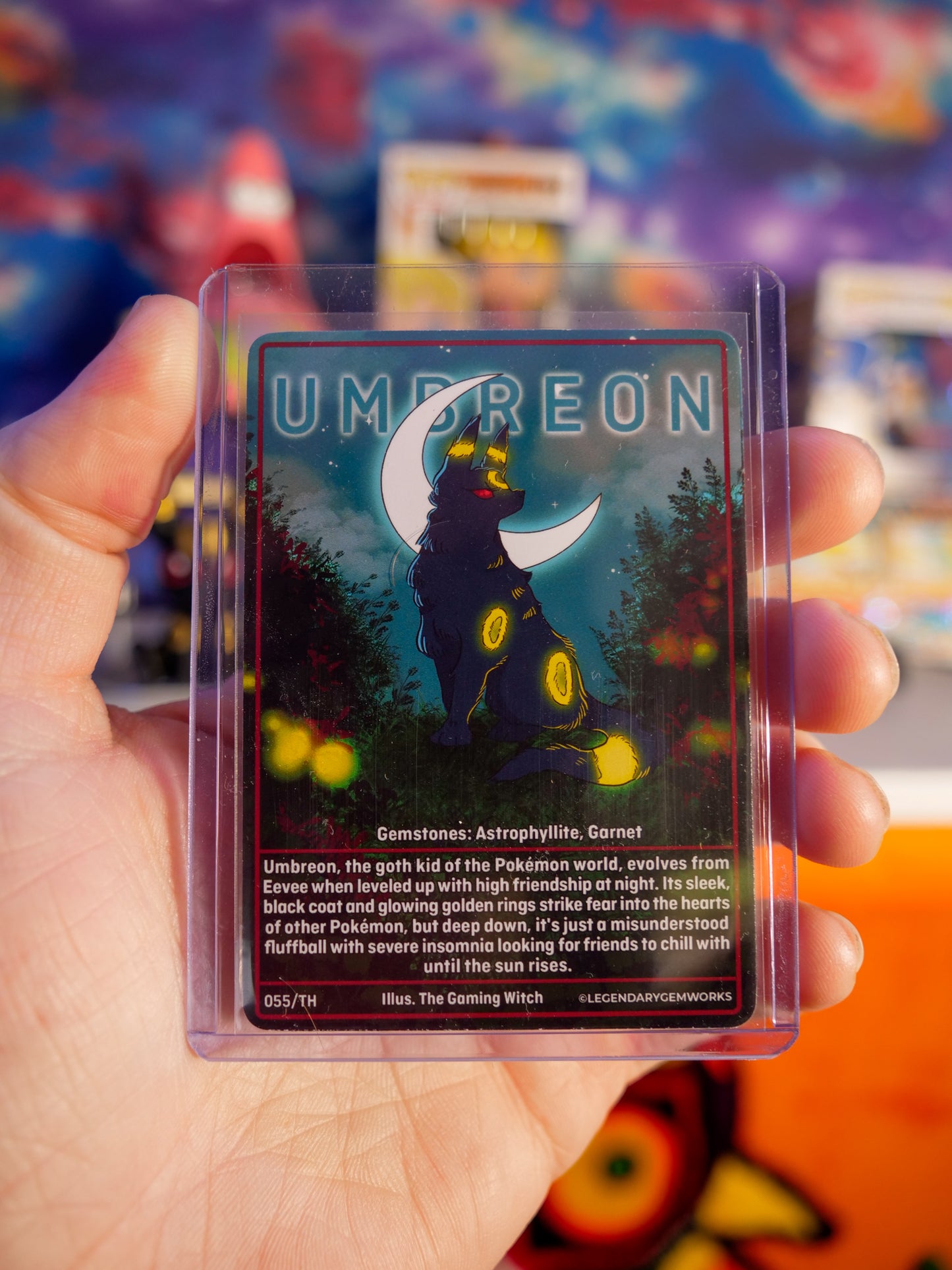 Umbreon Inspired Arfvedsonite & Garnet Bracelet