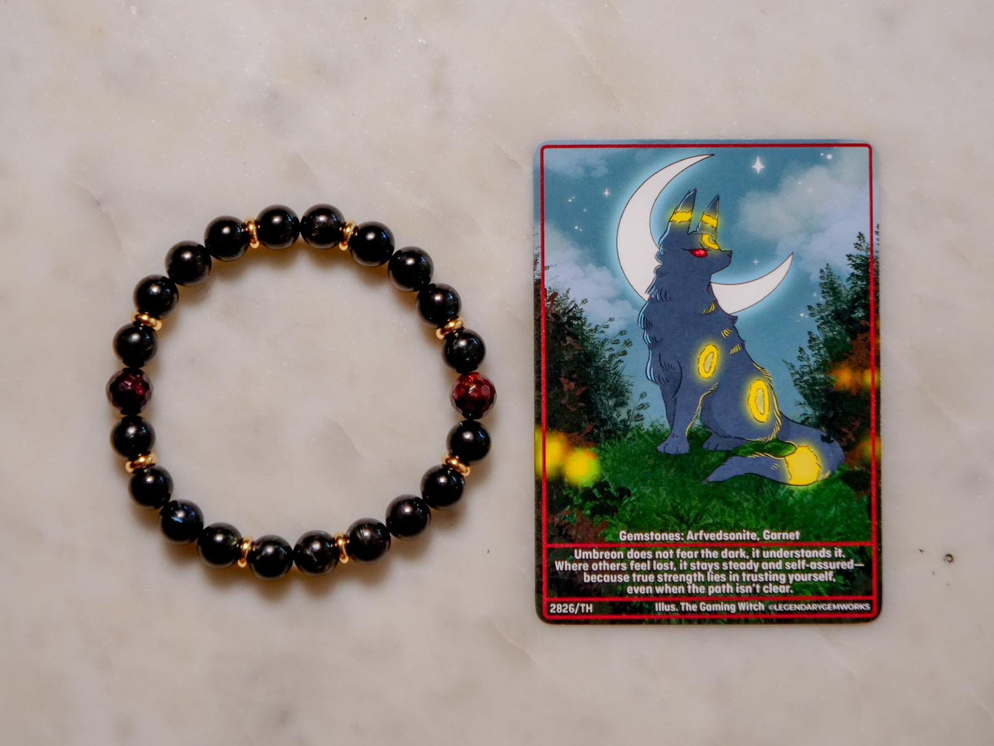 Umbreon Bracelet | Arfvedsonite & Garnet