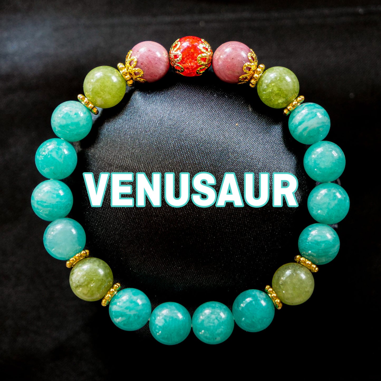 Venusaur Inspired Amazonite & Peridot Bracelet