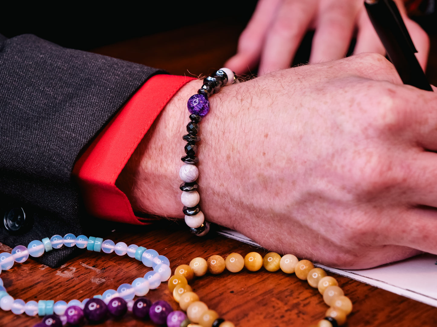 Armored Mewtwo-Inspired Gemstone Bracelet