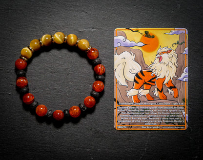 Arcanine Bracelet | Dragon Vein Agate, Lava Stone & Tiger Eye