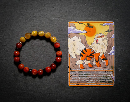 Arcanine Bracelet | Dragon Vein Agate, Lava Stone & Tiger Eye