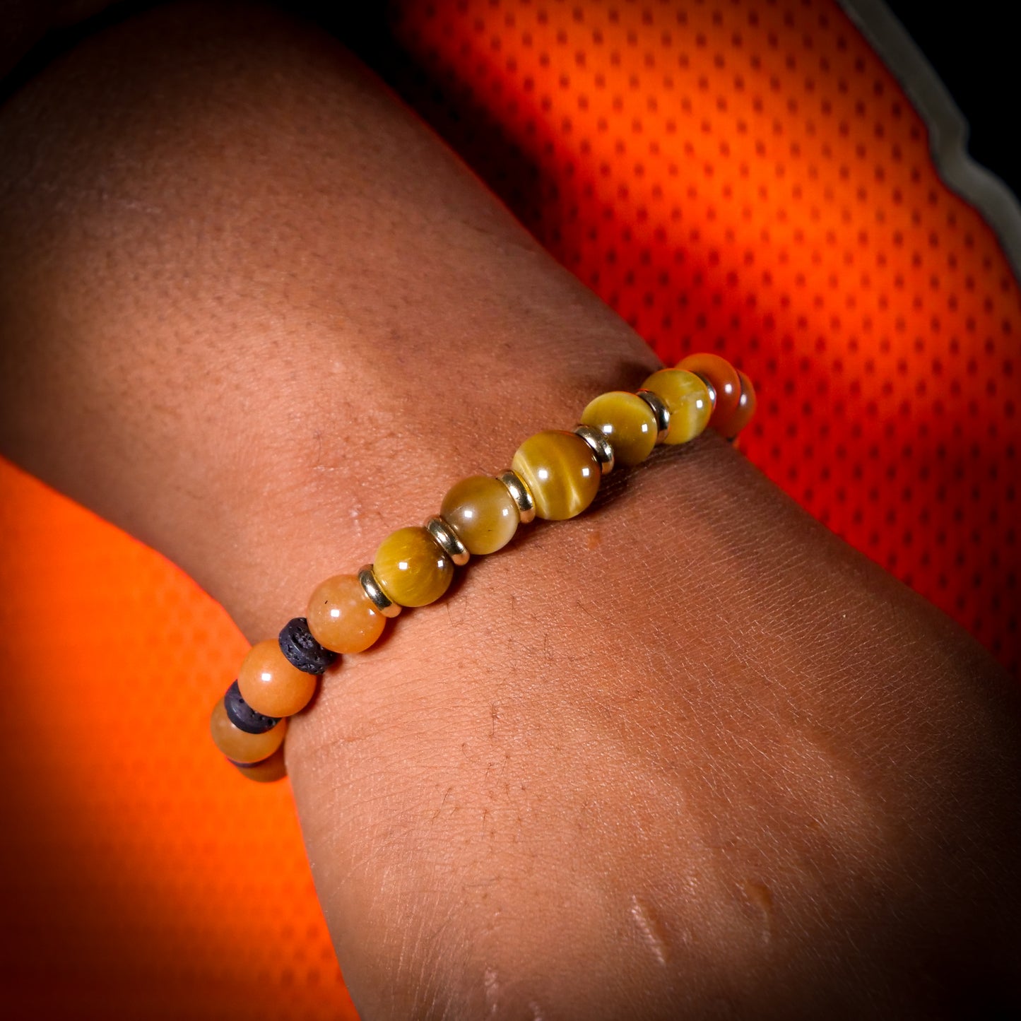 Arcanine-Inspired Aventurine & Tigers Eye Bracelet