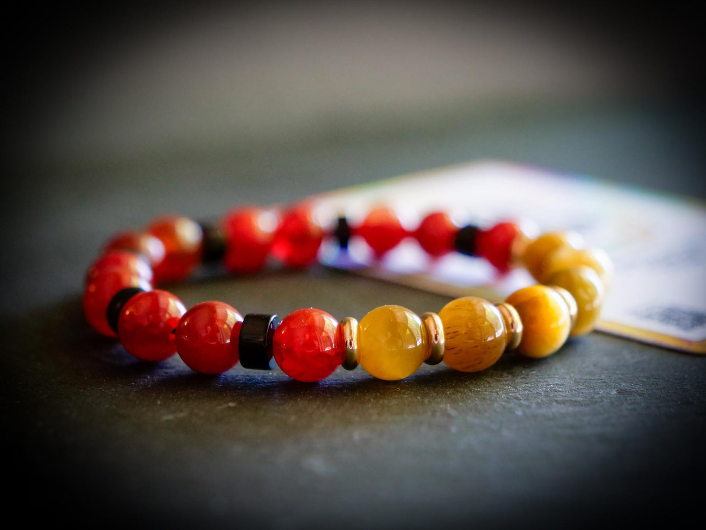 Arcanine Bracelet | Dragon Vein Agate, Lava Stone & Tiger Eye