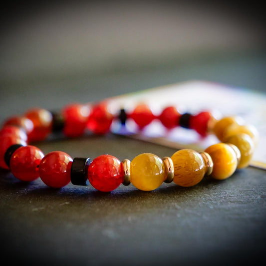 Arcanine Bracelet | Dragon Vein Agate, Lava Stone & Tiger Eye