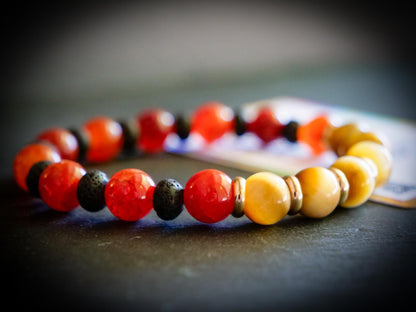 Arcanine Bracelet | Dragon Vein Agate, Lava Stone & Tiger Eye