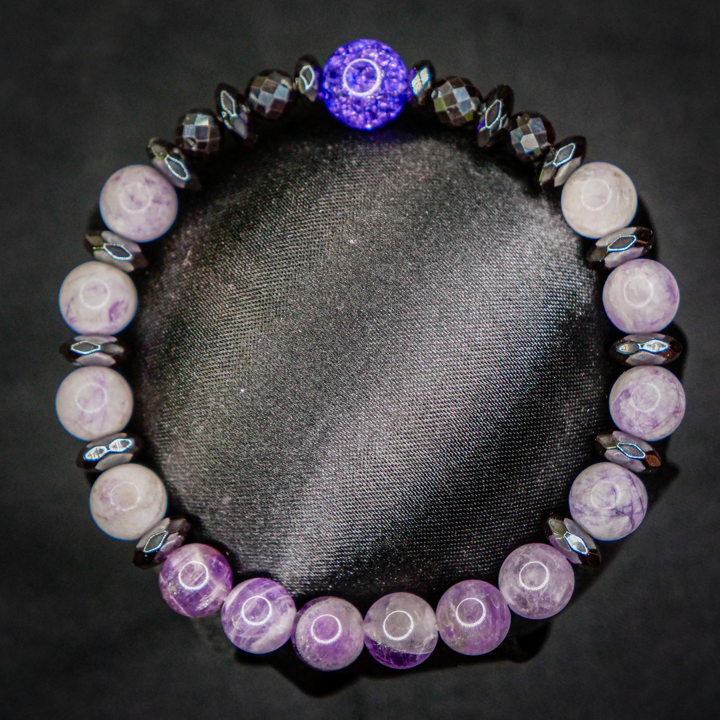 Armored Mewtwo Gemstone Bracelet – Pre-Order (Jasper, Amethyst, Hematite, Quartz) + Free Display