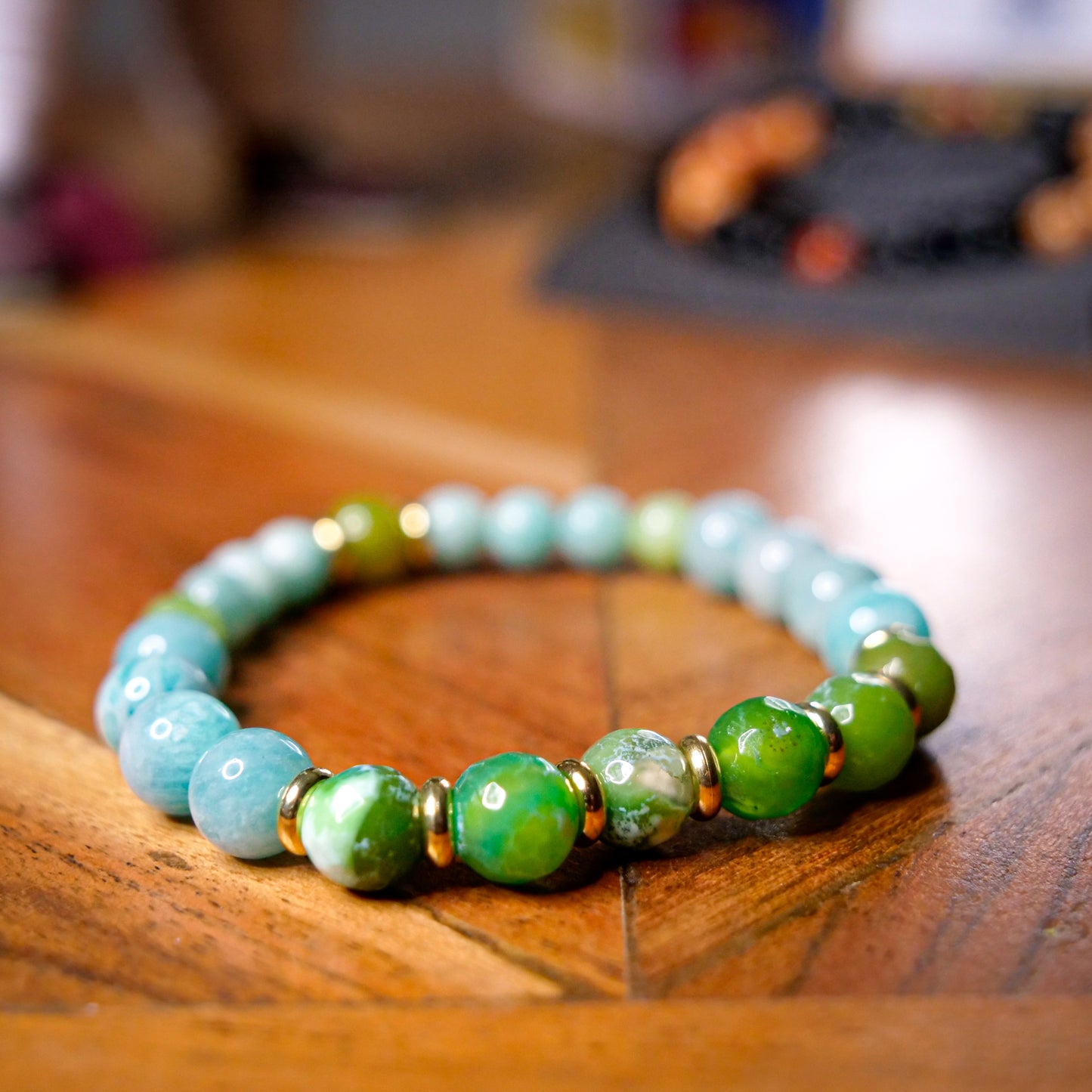 Bulbasaur Inspired Amazonite & Agate Bracelet