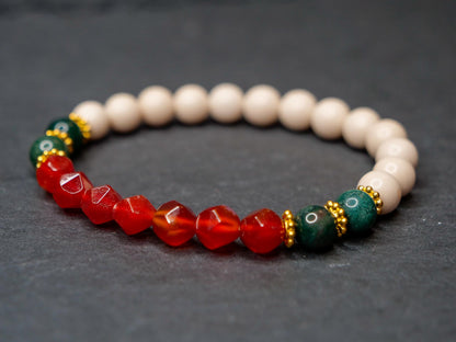 beaded bracelet on a stone surface