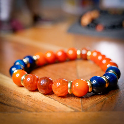 Charizard Inspired Fire Agate & Tiger Eye Bracelet