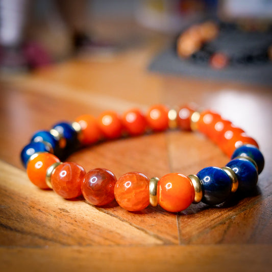 Charizard Inspired Fire Agate & Tiger Eye Bracelet