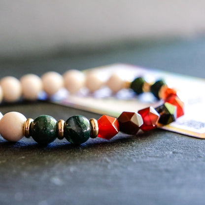 Cyndaquil Bracelet | Carnelian & Moss Agate