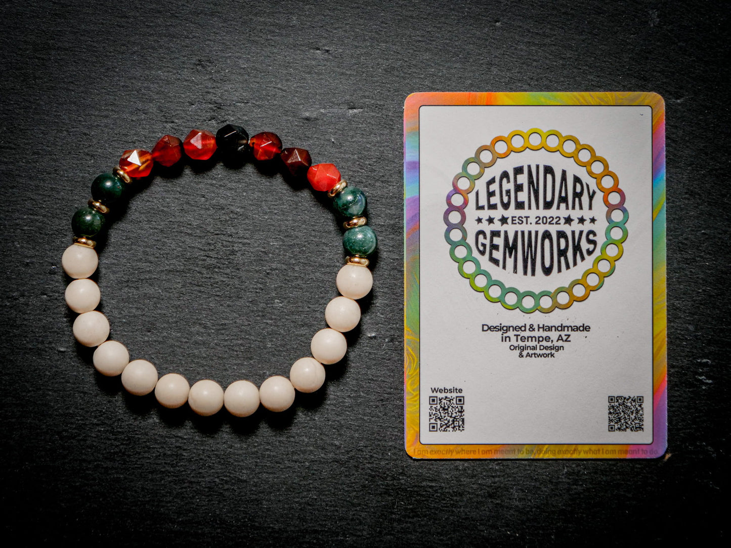 Cyndaquil Bracelet | Carnelian & Moss Agate