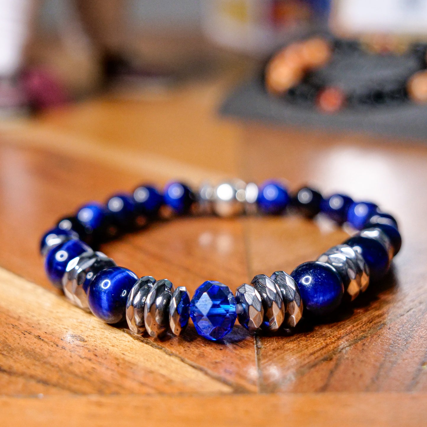 Dialga Inspired Tiger Eye & Hematite Bracelet