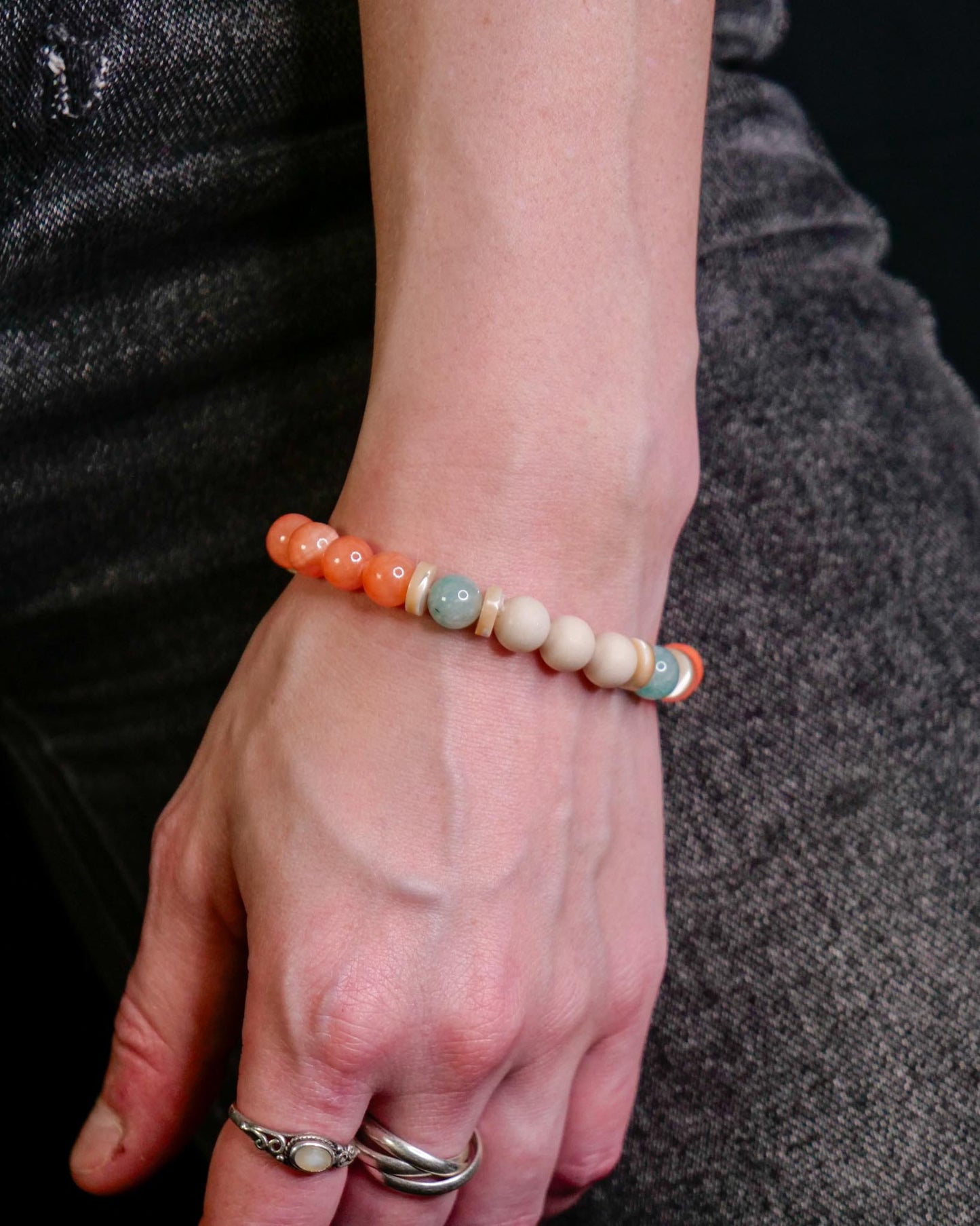Dragonite Bracelet | Orange Jade & Amazonite