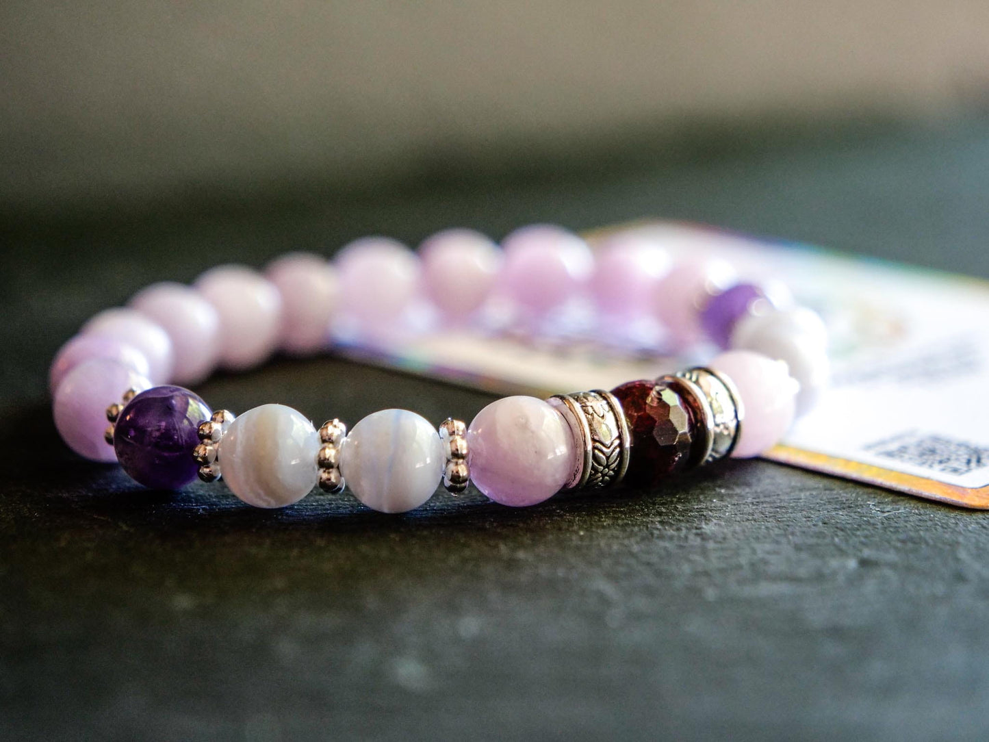 Espeon Bracelet | Kunzite & Garnet