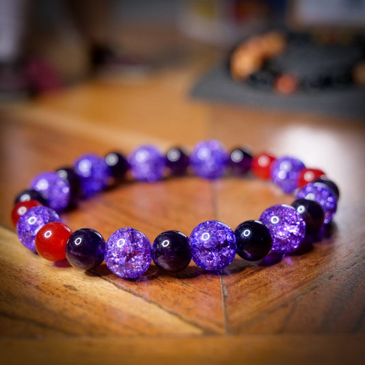 Gengar Inspired Amethyst & Quartz Bracelet