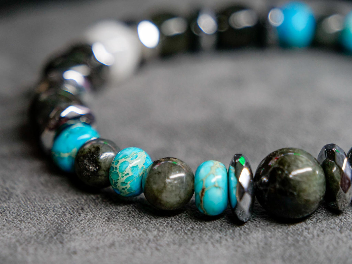 Kaiju No. 8 Gemstone Bracelet | Black Labradorite & Imperial Jasper