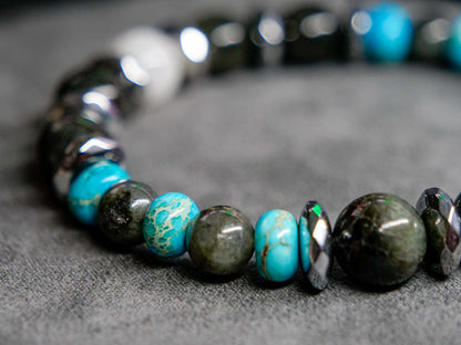 Kaiju No. 8 Gemstone Bracelet | Black Labradorite & Imperial Jasper