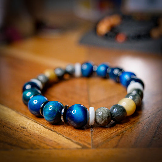Lucario Inspired Tiger Eye & Eagle Eye Bracelet