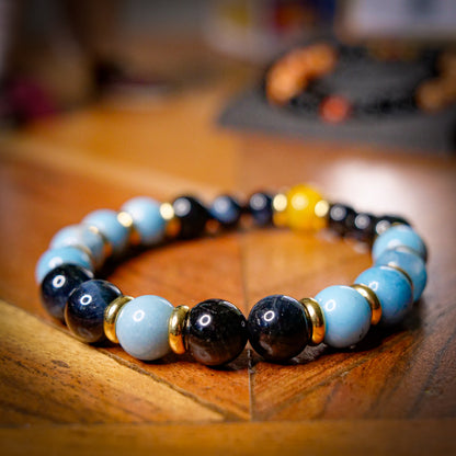 Luxray Inspired Larimar & Tiger Eye Bracelet