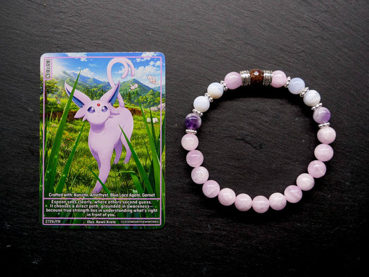 Espeon Bracelet | Kunzite & Garnet
